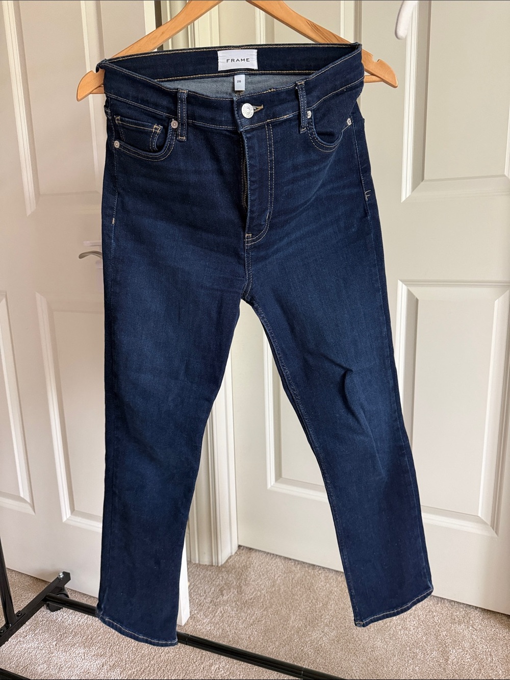 FRAME Women’s Dark Wash Straight Leg Ankle Jeans